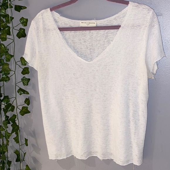 Project Social T Tops - Woman's PST White Short Sleeve V-Neck Top XS